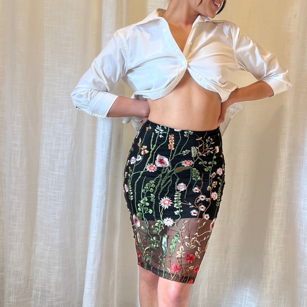 Y2K Floral Pencil Skirt